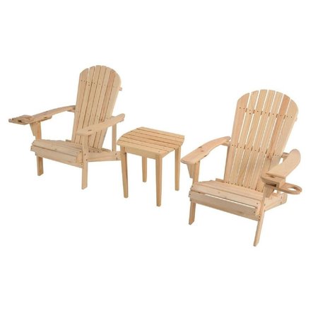 BOLD FONTIER Earth Collection Adirondack Chair with Phone & Cup Holder, Natural BO2690350